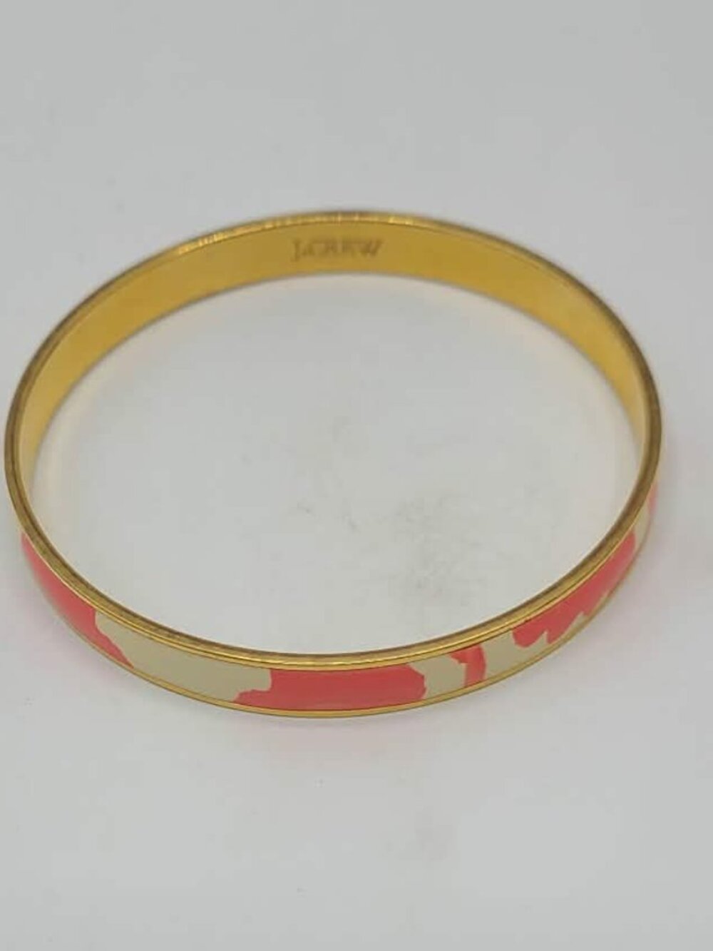 J Crew Orange White Enamel Gold Tone Bangle NWOT